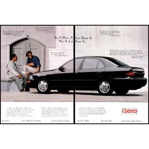 1994 Geo Prizm Compact Sedan 2 Page Vintage Print Ad Wall Art Photo